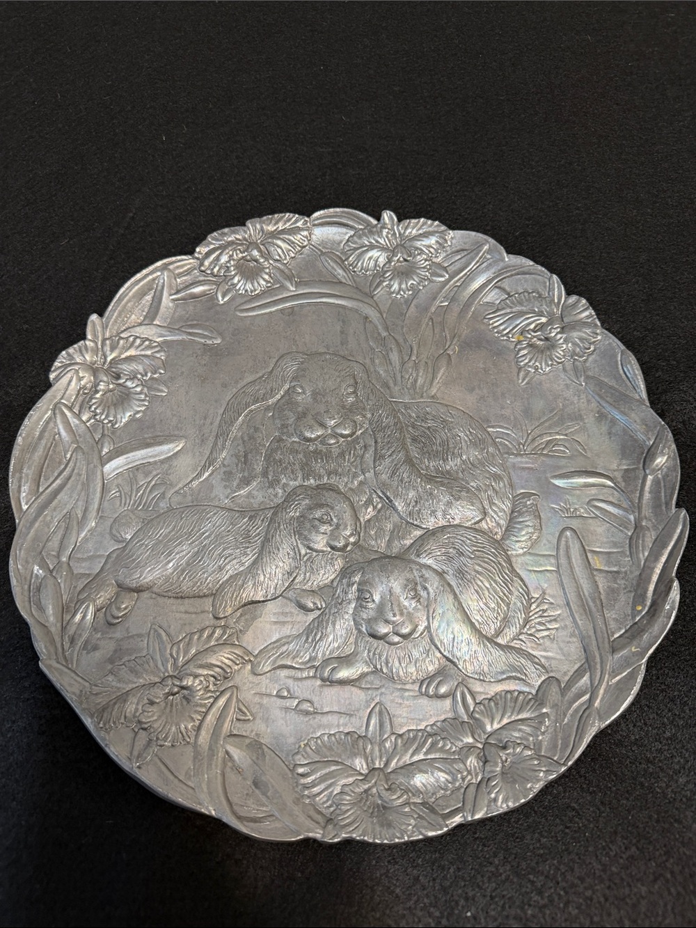 Arthur Court Silver Bunny Relief Decorative Plate